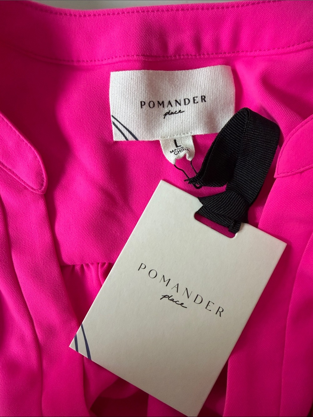 NWT TUCKERNUCK POMANDER PLACE mini dress size L electric pink smocked cuff - Picture 4 of 7
